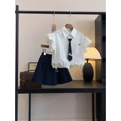 Đồng phục hoc sinh, set váy đồng phục 3ct: áo sơ mi tay bồng, chân váy xếp ly và cà vạt cho bé 15-35kg