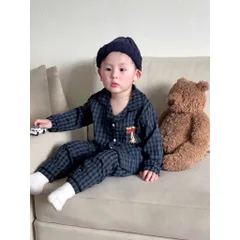 Pijama cho bé, set bộ pijama dài tay chất thô kẻ mềm mại cho bé trai và bé gái size 8-24kg