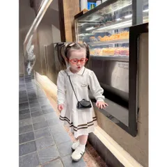 Váy bé gái, váy polo dài tay thêu ngựa cho bé 9-25kg