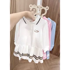 Váy bé gái, váy polo dài tay thêu ngựa cho bé 9-25kg