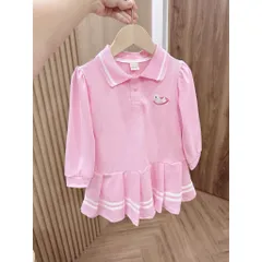Váy bé gái, váy polo dài tay thêu ngựa cho bé 9-25kg