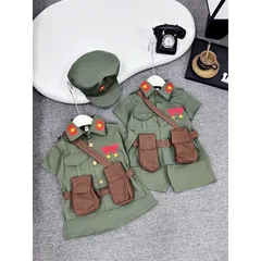Đồng phục cho bé, set 4ct chú bộ đội cho bé trai và bé gái kèm mũ từ 10-30kg