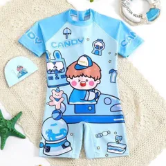 Đồ bơi cho bé, set đồ bơi liền thân kèm mũ họa tiết siêu dễ thương cho bé trai và bé gái từ 10-28kg