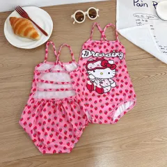 Bikini bé gái, đồ bơi liền thân hoạ tiết dâu tây dễ thương cho bé 10-30kg