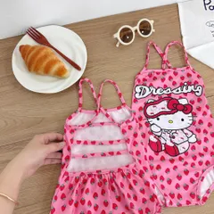Bikini bé gái, đồ bơi liền thân hoạ tiết dâu tây dễ thương cho bé 10-30kg