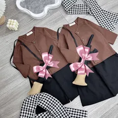 Quần áo bé gái, set 4ct: bộ quần áo khối dân quân miền bắc, kèm khăn cho bé 10-30kg