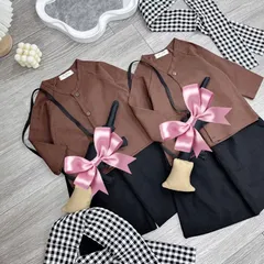 Quần áo bé gái, set 4ct: bộ quần áo khối dân quân miền bắc, kèm khăn cho bé 10-30kg