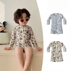 Đồ bơi bé trai, set bộ bơi liền thân dài tay tặng kèm mũ bơi cho bé trai 8-27kg