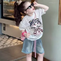 Quần áo bé gái, set áo ren cotton cô gái kẹo mút kèm quần jean lửng cho bé 9-27kg