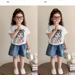 Quần áo bé gái, set áo ren cotton cô gái kẹo mút kèm quần jean lửng cho bé 9-27kg