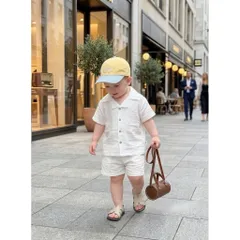 Đồ bộ bé trai mùa hè, set bộ đũi lụa màu trắng mềm mát cho bé trai 10-30kg