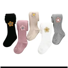 Quần tất cho bé, quần tất len có bàn gắn hoa xinh xắn cho bé gái 0-6y