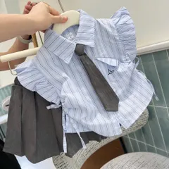 Đồng phục học sinh, set áo sơ mi kẻ kèm cà vạt và chân váy xếp ly sz 14-32kg