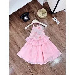 Váy bé gái, set áo yếm thân thêu kim sa kèm chân váy cho bé 10-30kg