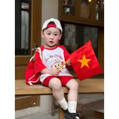 Đồng phục cho bé, set 3ct đồng phục em bé yêu nước cho bé trai và bé gái size 8-25kg