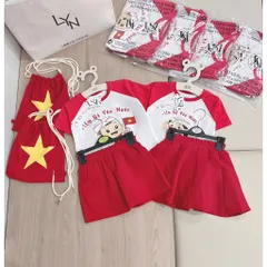 Đồng phục cho bé, set 3ct đồng phục em bé yêu nước cho bé trai và bé gái size 8-25kg