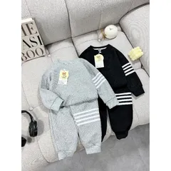 Bộ bé trai thu đông, bộ quần áo dài tay chất tổ ong 4 vạch cho bé
