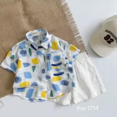 Bộ cộc tay bé trai, bộ đũi áo cổ tàu hoa lá mát lạnh cho bé đi biển cho bé