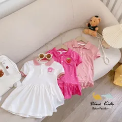Váy cho bé gái, bộ 3 kiểu váy có cổ chất vải cá sấu thêu họa tiết dễ thương cho bé đi học