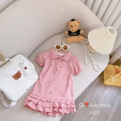 Váy cho bé gái, bộ 3 kiểu váy có cổ chất vải cá sấu thêu họa tiết dễ thương cho bé đi học