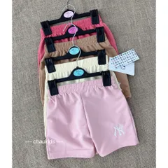 Quần đùi bé gái, quần short đùi cotton da cá thêu chữ N/Y cho bé