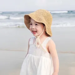 Mũ cói cho bé, mũ cói vành cho bé 2-6 tuổi đi học, đi du lịch