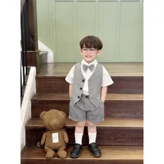 Quần áo bé trai, set bộ công tử 4ct: áo sơ mi, quẩn short, áo Gile và nơ cho bé 10-30kg