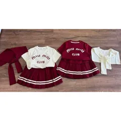 Váy bé gái, set 3ct: áo cotton M.IU, chân váy xếp ly và cổ thuyền cho bé 10-35kg