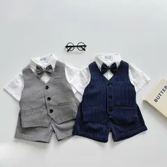 Quần áo bé trai, set bộ công tử 4ct: áo sơ mi, quẩn short, áo Gile và nơ cho bé 10-30kg