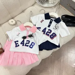 XẢ HÀNG Váy bé gái, set áo cotton có cổ E428 phối chân váy xếp ly cho bé 10-30kg