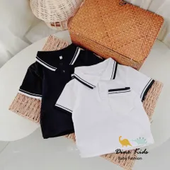 Áo polo bé trai, áo có cổ chất cotton bo dệt cổ, ống tay và túi áo cho bé