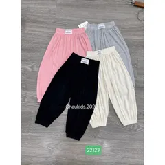 Quần dài bé gái, quần tăm lạnh dài dáng baggy theo tem cạp cho bé