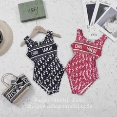 Đồ bơi bé gái, Bộ bikini liền thân họa tiết DIO 3D xa hoa cho bé size 10kg-30kg