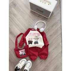 XẢ HÀNG- quần áo thu đông bé gái, set bộ nỉ 2 da Labubu TẶNG TÚI cho bé 10-30kg