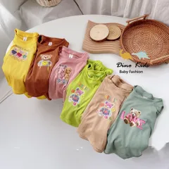 Quần áo bé trai, bé gái, bộ tăm Quảng Châu dài tay hình gấu dễ thương cho bé