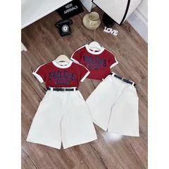 Quần áo bé gái, set áo cộc tay cotton FAILEAS kèm quần suông lửng TẶNG KÈM DÂY LƯNG cho bé 10-30kg