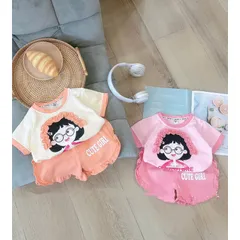 Quần áo bé gái, bộ quần áo cộc tay họa tiết cô gái  Cute Girl cho bé 8-20kg