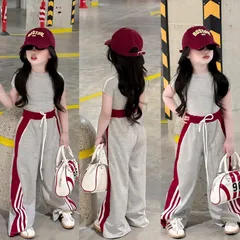 Quần áo bé gái, set áo cotton kèm quần suông dài chạy sọc khỏe khoắn cho bé 10-32kg