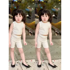 Quần áo bé gái, set bộ chất cotton zip áo croptop phối quần legging đùi cho bé 10-20kg