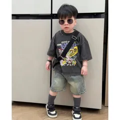 Quần áo bé trai, set bộ cộc tay áo Jean loang họa tiết M’s M’s kèm quần Jean ngố cho bé 10-35kg