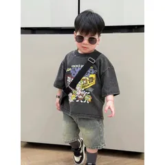 Quần áo bé trai, set bộ cộc tay áo Jean loang họa tiết M’s M’s kèm quần Jean ngố cho bé 10-35kg