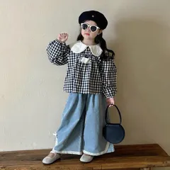 Quần áo bé gái, set bộ áo thô đũi kẻ caro kèm quần jean ống rộng cho bé 10-20kg