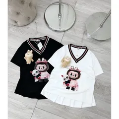Váy bé gái, set áo cotton cổ tim phối chân váy xếp ly TẶNG KÈM GẤU LABUBU cho bé 10-30kg