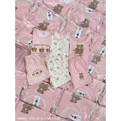 Quàn áo bé gái, set bộ sát nách chất cotton họa tiết gấu nâu cho bé 8-22kg