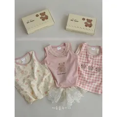 Quàn áo bé gái, set bộ sát nách chất cotton họa tiết gấu nâu cho bé 8-22kg