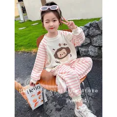 Quần áo thu đông bé gái, set bộ quần áo dài tay chất da cá thêu đắp gấu giáp lăng kẻ cho bé 8-22kg