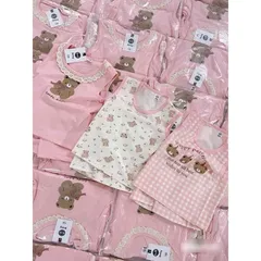 Quàn áo bé gái, set bộ sát nách chất cotton họa tiết gấu nâu cho bé 8-22kg