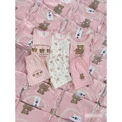 Quàn áo bé gái, set bộ sát nách chất cotton họa tiết gấu nâu cho bé 8-22kg