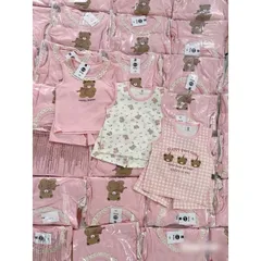 Quàn áo bé gái, set bộ sát nách chất cotton họa tiết gấu nâu cho bé 8-22kg