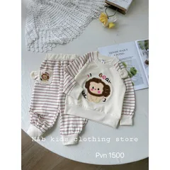 Quần áo thu đông bé gái, set bộ quần áo dài tay chất da cá thêu đắp gấu giáp lăng kẻ cho bé 8-22kg